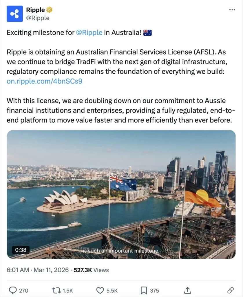 Ripple Strengthens Global Regulatory Footprint with Strategic Acquisition of BC Payments Australia