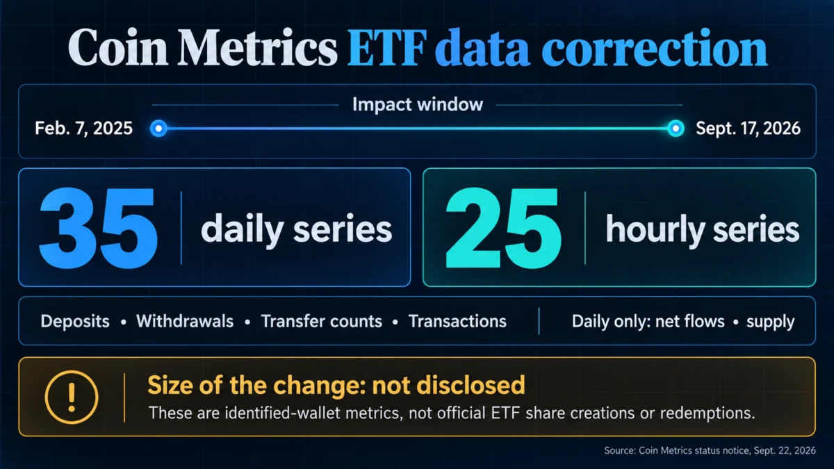 Coin Metrics Revises 19 Months of Bitcoin ETF Wallet Data Without Publicly Disclosing the Magnitude of Change